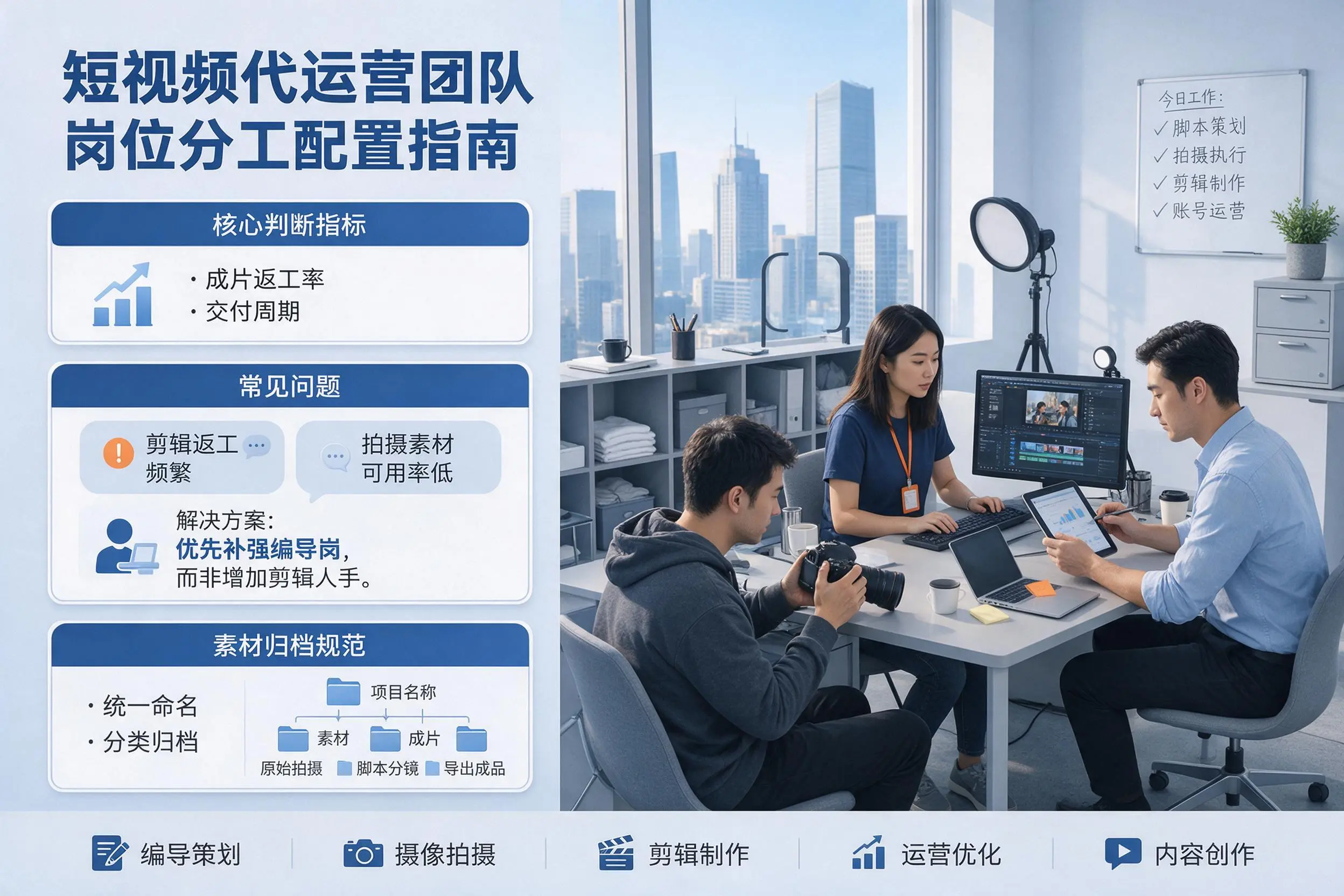 短视频代运营团队如何配置？江门企业岗位分工科普说明